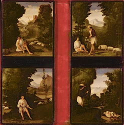 Scener fra Tebaldeos Eclogues, ca. 1505 (olie på træ)